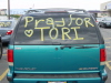 One of the many Pray 4 Tori signs on a car