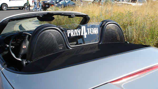 Pray4Tori sticker on a Boxster