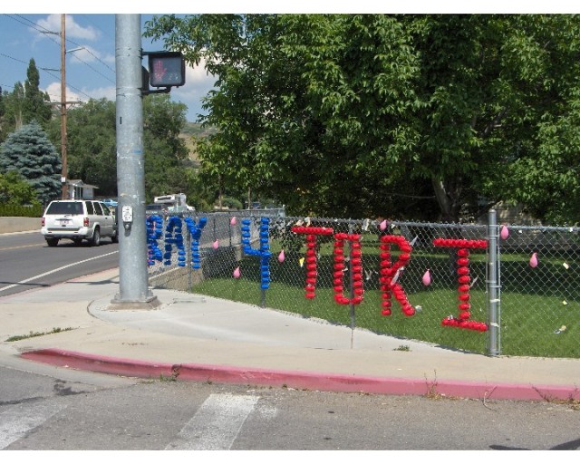 Decorated fence by her new house