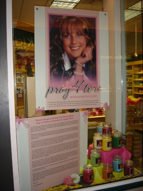 Tori's For Every Body poster and display at the University Mall in Orem