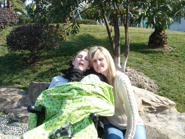 Tori and Maria posing in the park